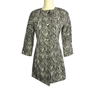 Cabi Black and White Chevron jacket 3/4 sleeve lightweight cotton coat size XS